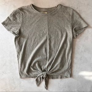 Madewell Grey Tie-Front Top